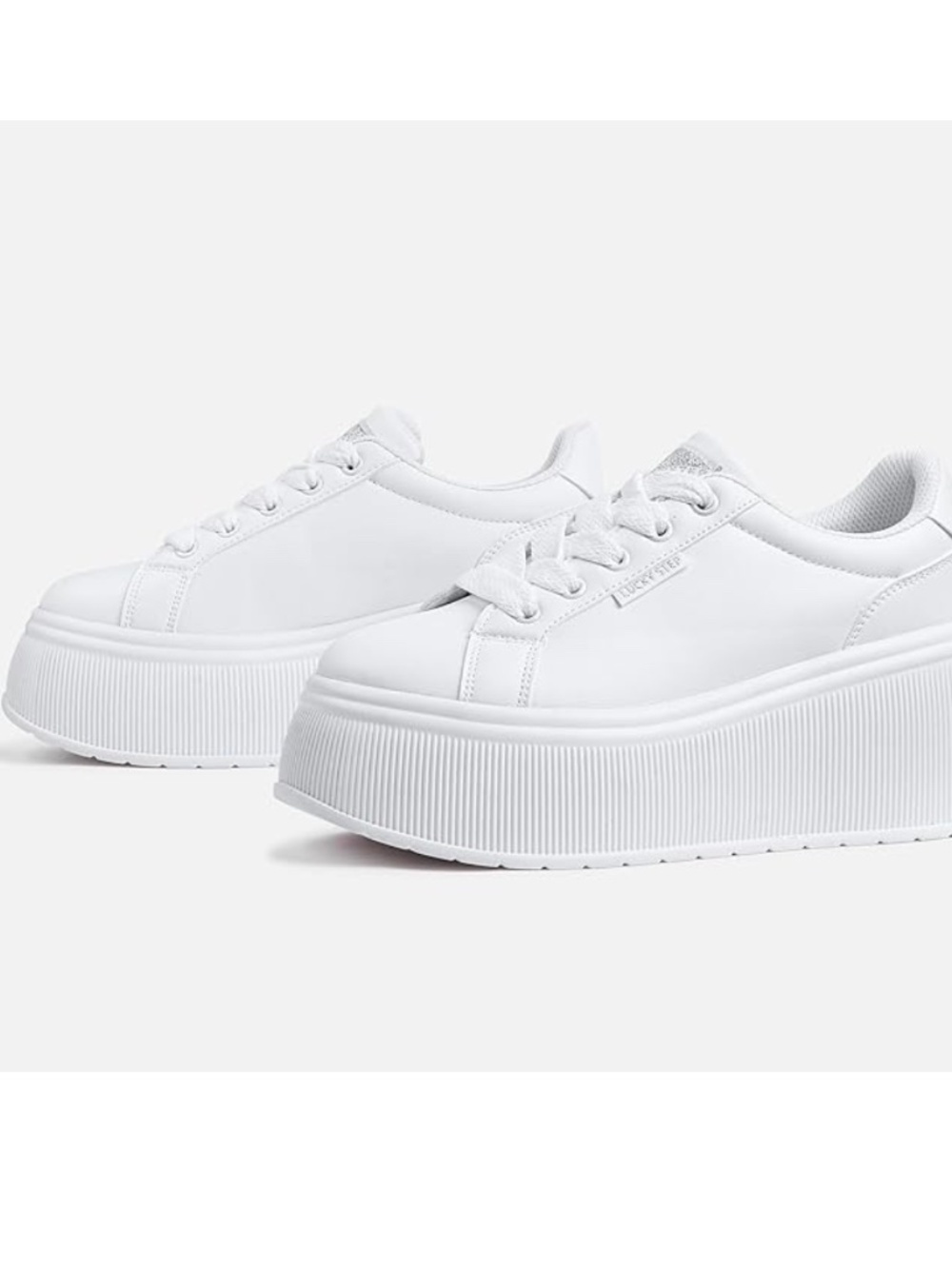 White 3” Platform Sneakers Chunky Lace-Up Shoes Size 9 Chunky Festival Concert